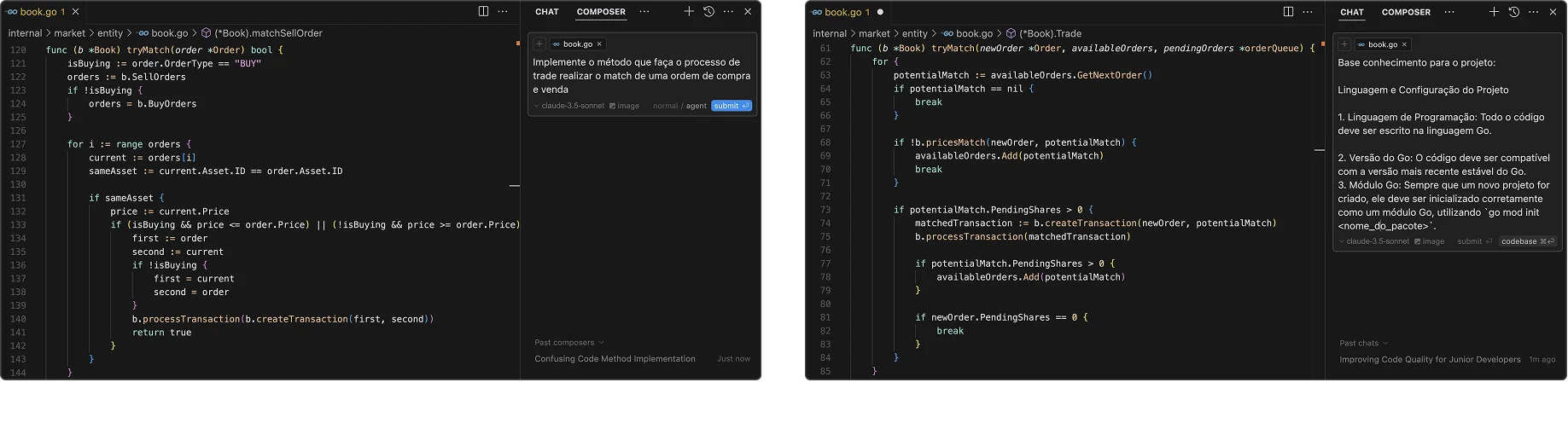 Comparação entre o código de um dev usando IA com conhecimentos superficiais e de um dev usando IA com conhecimentos sólidos