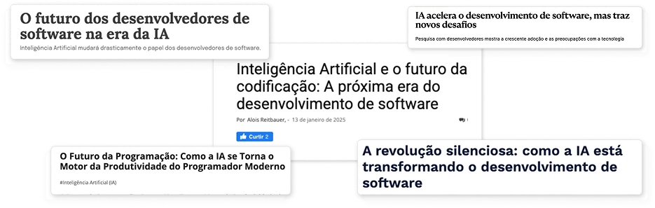 Manchetes sobre o futuro dos desenvolvedores na era da IA